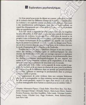 D'un siècle à l'autre la violence en héritage. Perspectives psychanalytiques et anthropologiques.. Bass Henri-Pierre - Dimon Marie-Laure - Ferrières ...