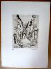Gravure Originale Num&eacute;rot&eacute; IX / X ( Vue d'une rue montante - voir photographie ) . Maudonnet Paul 