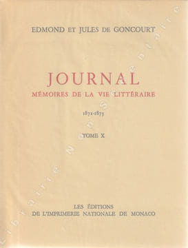 JOURNAL  mémoires de la vie Littéraire 1871-1875.. Goncourt Jules et Edmond