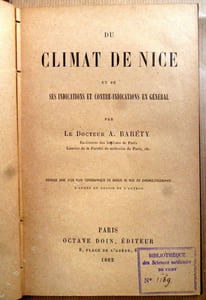 Du Climat de Nice et de ses indications et contre-indications en général.
