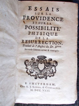 Essai sur la providence et les possibilités physiques de la résurrection.. Bion Jean-François ( Anonyme ) 