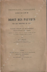 Origine du droit des pauvres sur les théâtres de Lyon