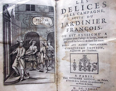 Les délices de la Campagne, Suite Du Jardinier François ou est enseigné à préparer pour l'usage de la vie, tout ce qui croit sur la Terre et dans les Eaux. Dédié aux Dame ménagères. Cinquième édition augmentée par l'auteur. (1673) Le Floriste François traitant de l'origine des Tulipes. De l'ordre qu'on doit observer pour les cultiver et planter. Comme la Nature leur donne la diversité de leurs couleurs. Du moyen de les faire embellir. Et de leurs maladies et remèdes. Avec un catalogue des noms des Tulipes, et distinction de leurs couleurs. (1673) Traité des Chasses, de la Vénerie, et Fauconnerie ou est exactement enseignée la méthode de connaître les bons chiens; la chasse du cerf, du Sanglier, du Lièvre, du Dain, du Chevreuil, du Connil, du Loup, etc. (9 sep. 1672)
