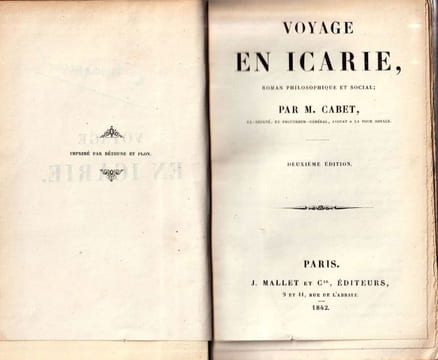 Voyage en Icarie, Roman Philosophique et social.. Cabet ( Etienne )