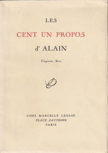 Les cent un propos d'Alain -  Cinquième Série 