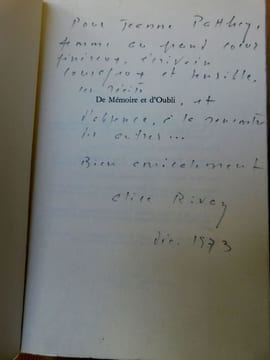 DE MÉMOIRE ET DOUBLI. . RIVAZ Alice.