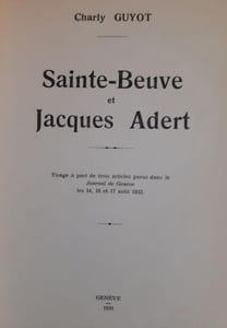 SAINTE-BEUVE ET JACQUES ADERT