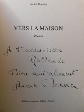 VERS LA MAISON. Poèmes. . BOUVIER André.
