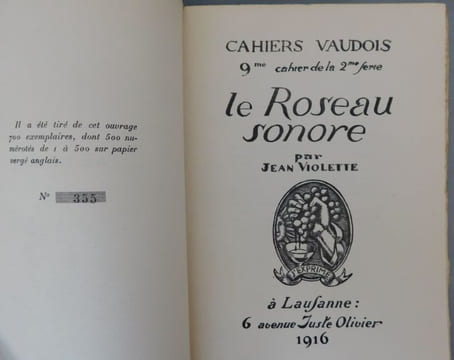LE ROSEAU SONORE. . VIOLETTE Jean.