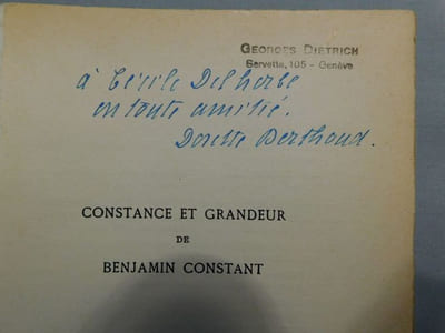 CONSTANCE ET GRANDEUR DE BENJAMIN CONSTANT.