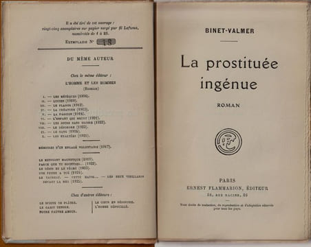 LA PROSTITUÉE INGÉNUE.. BINET-VALMER.  