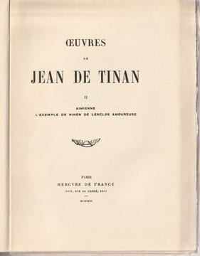 Aimienne suivi de L'exemple de Ninon de L'Enclos Amoureuse - Oeuvres de Jean de Tinan II - . Tinan ( Jean de )