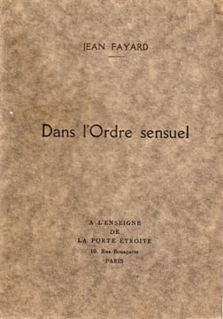 De l'Ordre Sensuel. Fayard ( Jean ) 
