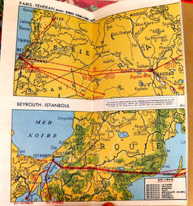 AIR FRANCE TRAVEL POCHETTE DOCUMENT BROCHURE 1953 LUCIEN BOUCHER PLANISPHÈRE