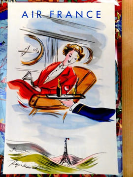 AIR FRANCE TRAVEL POCHETTE DOCUMENT BROCHURE 1953 LUCIEN BOUCHER PLANISPHÈRE . Boucher Lucien -