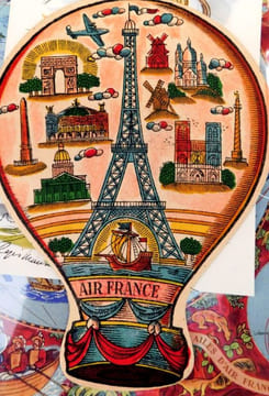 AIR FRANCE TRAVEL POCHETTE DOCUMENT BROCHURE 1953 LUCIEN BOUCHER PLANISPHÈRE . Boucher Lucien -
