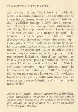 Mr Vertigo. Auster (Paul)