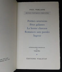 Oeuvres Poétiques complètes de Paul Verlaine.