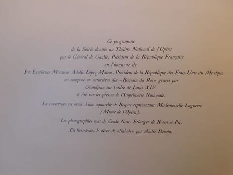 Programme de la Soirée donnée à la Comédie Française par Le Général De Gaulle Président de La République Française Président de la République des ...