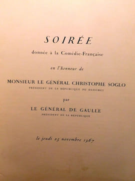 Programme de la Soirée donnée à la Comédie Française par Le Général De Gaulle Président de La République Française Président de la République Du ...