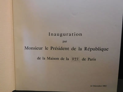Programme de l'Inauguration par Monsieur le Président de La République de La Maison de La RTF de Paris 14 décembre 1963.