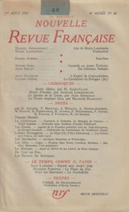 Nouvelle revue Française 1er Août 1956 4e. Année N° 44.