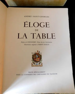 Éloge de la table. Préface de Curnonsky, Prince élu des gastronomes.. Curnonsky , Baille ( Hervé ) , Saint-Georges André.