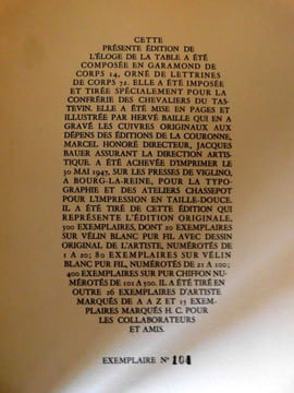 Éloge de la table. Préface de Curnonsky, Prince élu des gastronomes.. Curnonsky , Baille ( Hervé ) , Saint-Georges André.