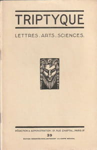 TRIPTYQUE LETTRES. ARTS. SCIENCES. N°39 .