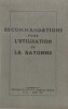 Recommandations pour l'utilisation de la Rayonne. . Institut textile de France. 