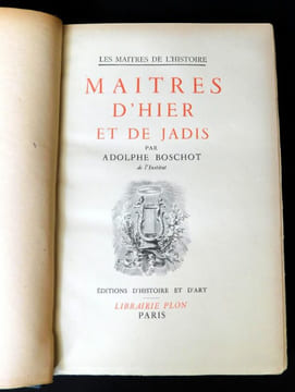 Maîtres d'hier et de jadis. . Boschot (Adolphe)