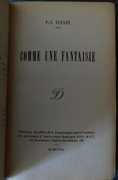 Comme une fantaisie.. Toulet (Paul-Jean)