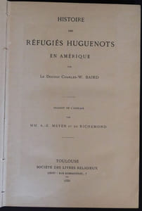 Histoire des réfugiés huguenots en Amérique.