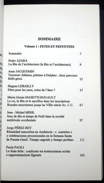 Fêtes et festivités IV- Volume 1.. Azara (Pedro) - Jacquemin (Anne) - Lebailly (Hugues) - Mehl (Jean-Michel) - Paoli (Paola) - Sabatier (Gérard).