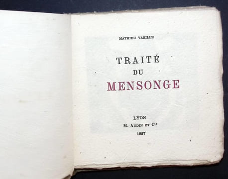 Traité du Mensonge.. Varille (Mathieu) - Jean Chièze.
