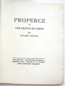 Properce ou les Amants de Tibur. 