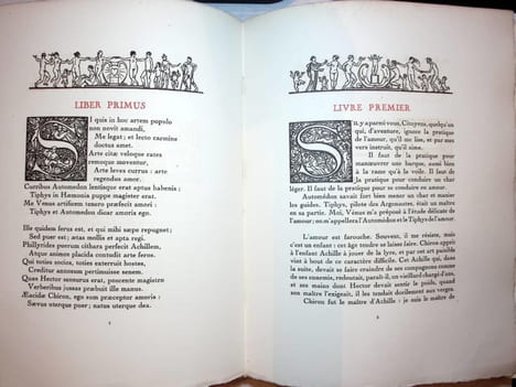 L'art d'aimer . Traduction nouvelle de Pierre Lièvre. Un titre, quatre frontispices, dix-huit compositions en couleurs gravés à l'eau-forte et ...