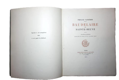 Baudelaire et Sainte-Beuve.. Vandérem (Fernand)