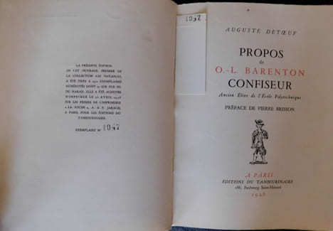 Propos de O.L. Barenton CONFISEUR. Detoeuf Auguste