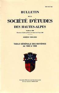 Table générale des matières de 1882 à 1998. Bulletin de la société des hautes Alpes - ANNEE 1999-2000