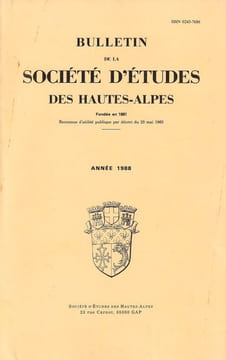 Bulletin de la société des hautes Alpes - ANNEE 1988. Chauvet Pierre Pons Paul Humbert Jacques Sabatier Magdelaine Maurice Charles Ulysse Jean.