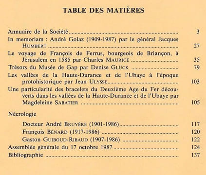Bulletin de la société des hautes Alpes - ANNEE 1988. Chauvet Pierre Pons Paul Humbert Jacques Sabatier Magdelaine Maurice Charles Ulysse Jean.