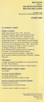 Bulletin de la société des hautes Alpes - ANNEE 2003. Playoust Pierre-Yves Pons Paul Salvi Bruno Vyt Christophe Delaygues Philippe Dellion Franck ...