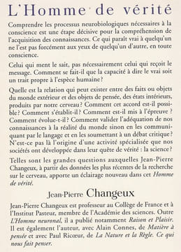 L'Homme de vérité. Changeux Bernard