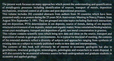 Sources, Transport and Deposition of metals.. Pagel Maurice L.Leroy Jacques