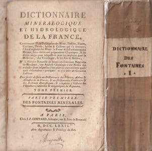 Dictionnaire Minéralogique et Hydrologique de la France - Tome Premier - Partie première : Des Fontaines Minérales