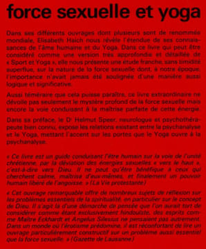 Force sexuelle et yoga.. Haich Elisabeth