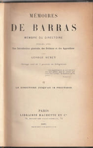 Mémoires de Barras - Tome  II Le directoire jusqu'au 18 Fructidor [Tome II seul]. 