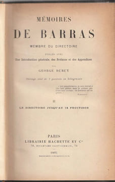 Mémoires de Barras - Tome  II Le directoire jusqu'au 18 Fructidor [Tome II seul]. . Barras (Duruy Georges). 