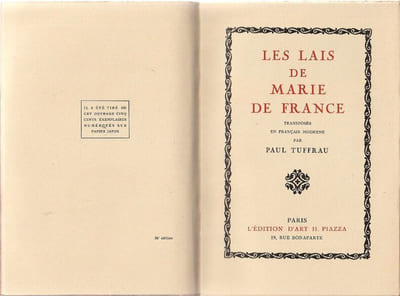 Les Lais de Marie de France Transposés en Français moderne par Pal Truffraut. 